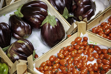 Eggplants and tomatoes