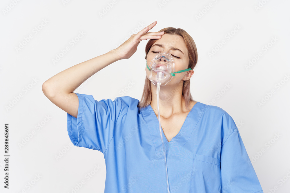 Wall mural woman with hands on face