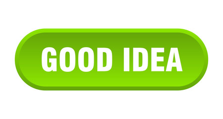 good idea button. good idea rounded green sign. good idea