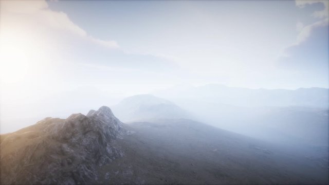 Volcano Crater Landscape with Fog