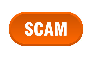 scam button. scam rounded orange sign. scam