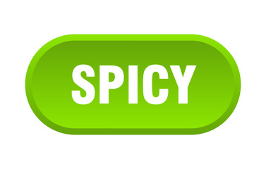 spicy button. spicy rounded green sign. spicy