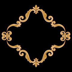 Ornamental vintage frame for your text in golden yellow color.