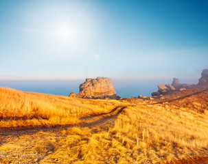 Picture of a scenic valley in morning light. Location Crimean peninsula.