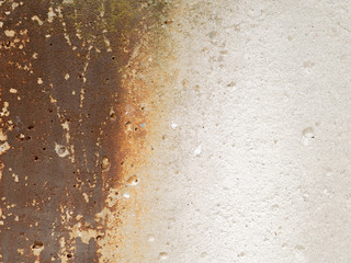 Texture of old gypsum wall with rust on it