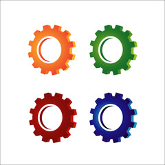 set of colorful gear and cogs logo design vector illustration
