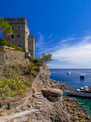 Excursion boat at Torre Aurora, Monterosso al Mare, Italy