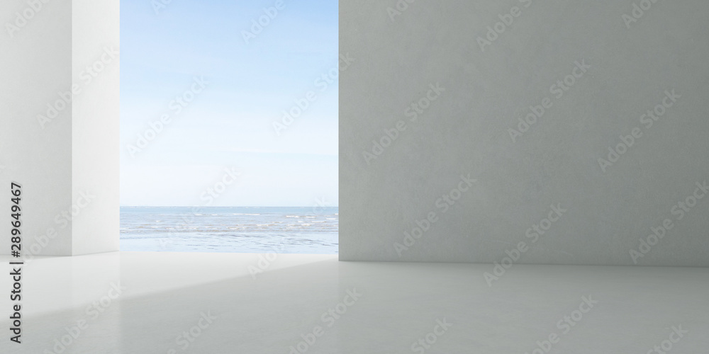 Poster abstract of concrete interior with sun light cast the shadow on the floor ,geometric structure desig