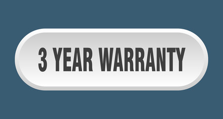 3 year warranty button. 3 year warranty rounded white sign. 3 year warranty