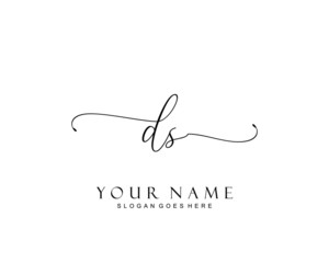 Initial DS beauty monogram and elegant logo design, handwriting logo of initial signature, wedding, fashion, floral and botanical with creative template