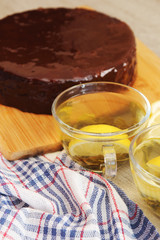 Traditional Austrian cake with green tea	