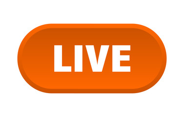 live button. live rounded orange sign. live
