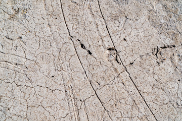 The texture of a concrete wall. Surface with scratches, scuffs, cracks. Gray color of surface. Background