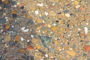 abstract background, close-up photograph of rocks and sand on the beach. 