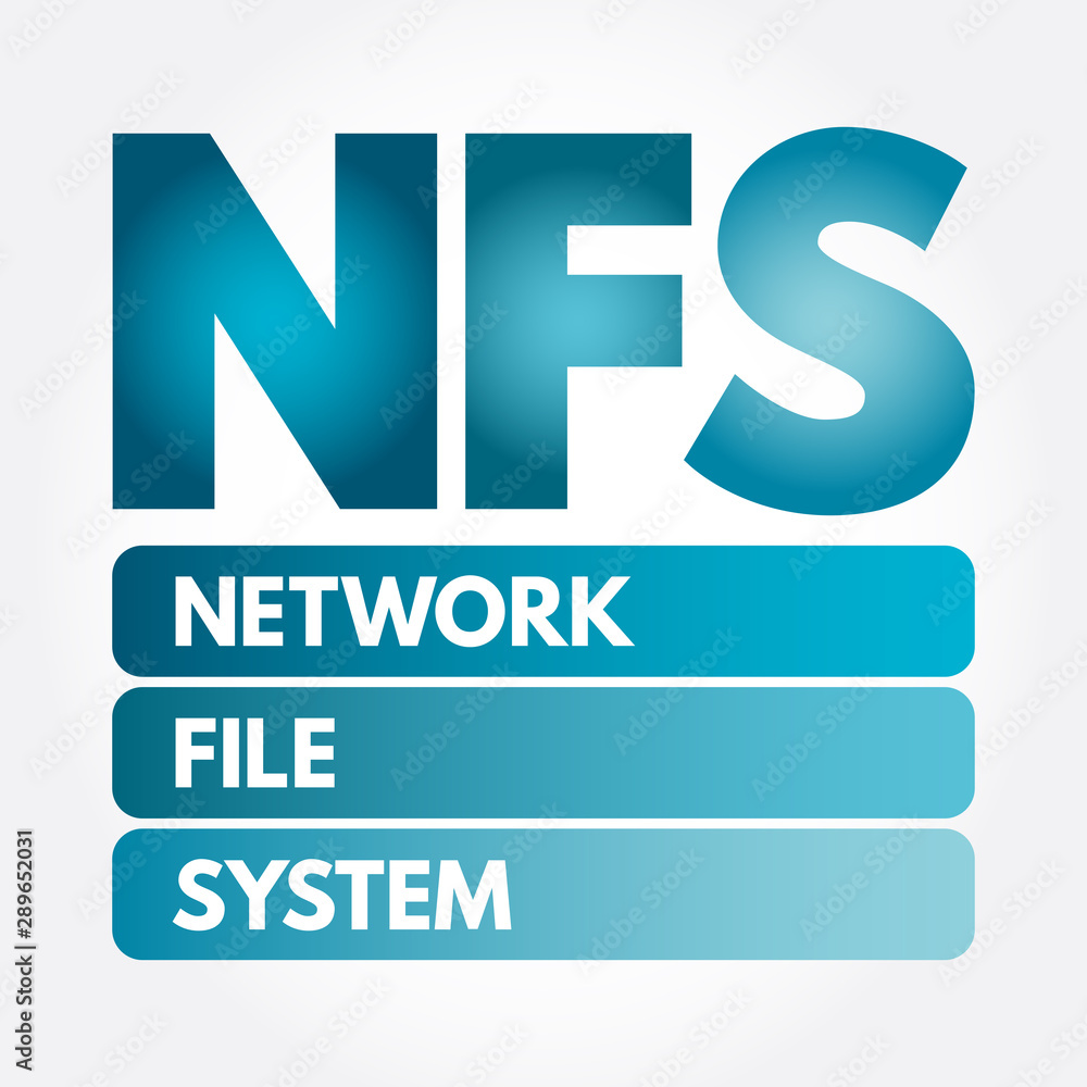 Poster nfs - network file system acronym, technology concept background