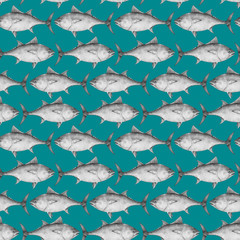 fish sea tuna watercolor pen isolated pattern