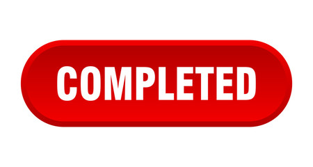 completed button. completed rounded red sign. completed