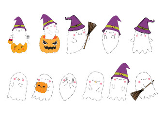 Happy halloween ghost cute cartoon vector