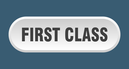 first class button. first class rounded white sign. first class