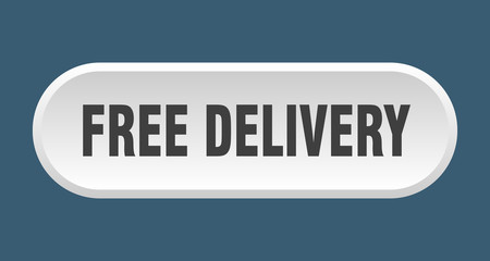 free delivery button. free delivery rounded white sign. free delivery