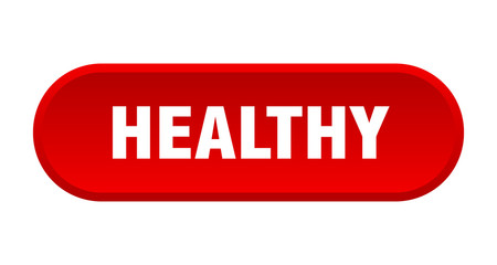 healthy button. healthy rounded red sign. healthy
