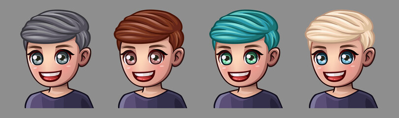 Emotion icons smile man for social networks and stickers. Vector illustration