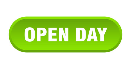 open day button. open day rounded green sign. open day