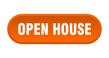 open house button. open house rounded orange sign. open house
