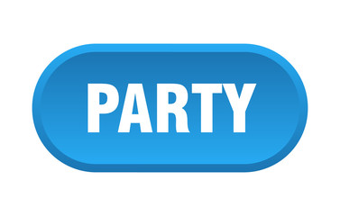 party button. party rounded blue sign. party