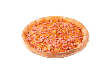 Delicious classic italian pizza with sliced ham