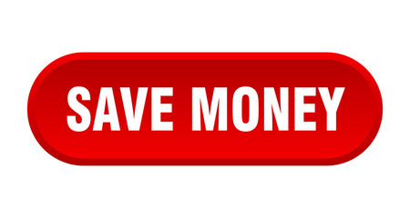 save money button. save money rounded red sign. save money