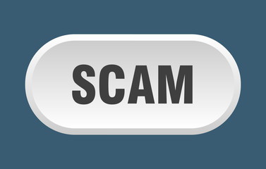 scam button. scam rounded white sign. scam