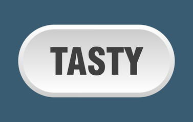 tasty button. tasty rounded white sign. tasty