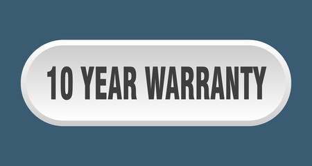 10 year warranty button. 10 year warranty rounded white sign. 10 year warranty