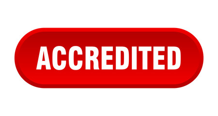 accredited button. accredited rounded red sign. accredited