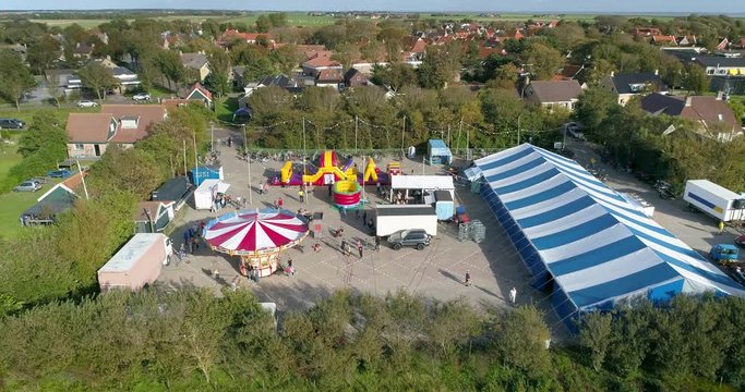 The Yearly Hollum Fair on the Dutch Island Ameland, The Netherlands. 4K Drone Footage