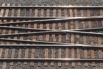 Railways. Rails and sleepers. Rail transportation of goods and passengers