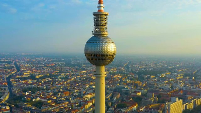Berlin skyline aerial view from above germany city in 4k.