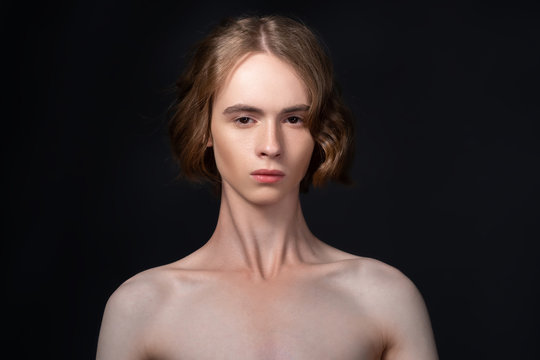 Portrait of a young attractive man. Androgyn model.