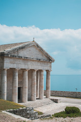 Vocation in Greece, Corfu town. Summer sightseeing Corfu buildings and town 
