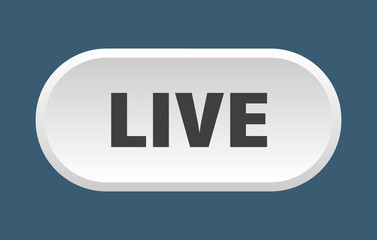 live button. live rounded white sign. live