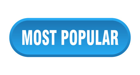 most popular button. most popular rounded blue sign. most popular