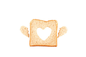 Love Concept. Bread slice with a shape of heart.