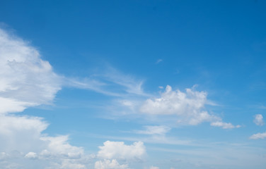 Blue sky and white clouds in bright day landscape background.