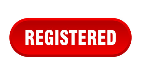 registered button. registered rounded red sign. registered