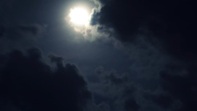 Time Lapse of a Moonset with Cumulus Clouds Passing By in Two Different Angles and Duration, 3 Seconds and 20 Seconds Respectively