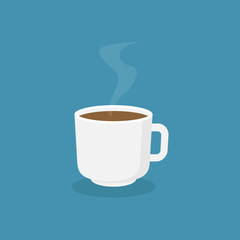 Coffee cup with blue background flat design vector illustration