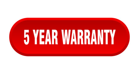 5 year warranty button. 5 year warranty rounded red sign. 5 year warranty