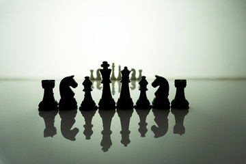 Chess board game figures set: copy space