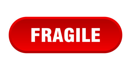 fragile button. fragile rounded red sign. fragile